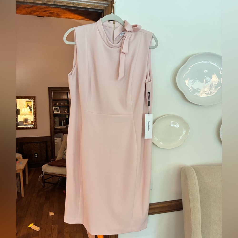 Calvin Klein Pink Tie Front Sheath Dress